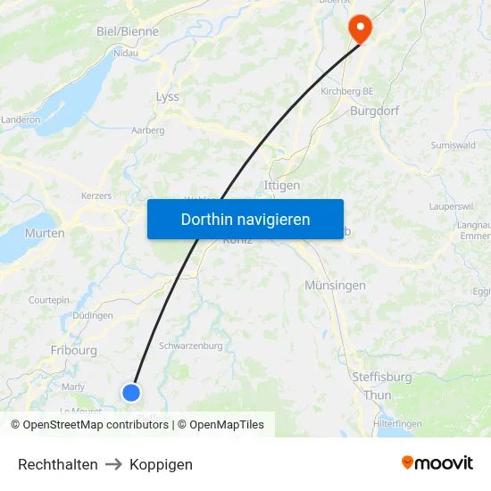 Rechthalten to Koppigen map