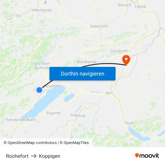 Rochefort to Koppigen map