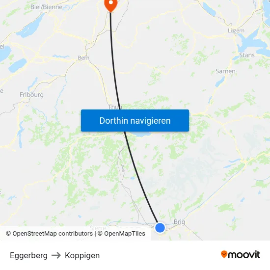 Eggerberg to Koppigen map