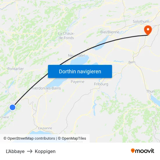 L'Abbaye to Koppigen map