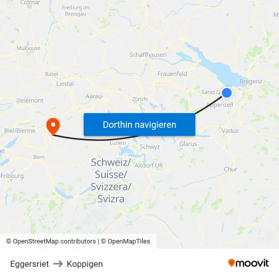 Eggersriet to Koppigen map