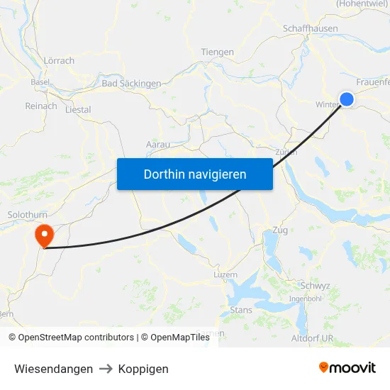 Wiesendangen to Koppigen map