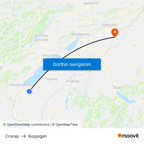 Cronay to Koppigen map