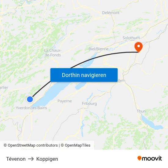Tévenon to Koppigen map