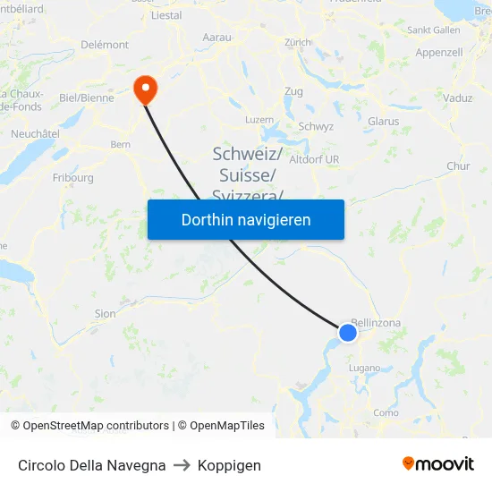 Circolo Della Navegna to Koppigen map