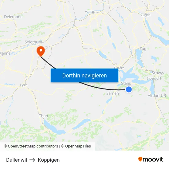 Dallenwil to Koppigen map