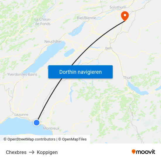 Chexbres to Koppigen map