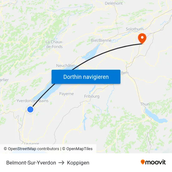 Belmont-Sur-Yverdon to Koppigen map