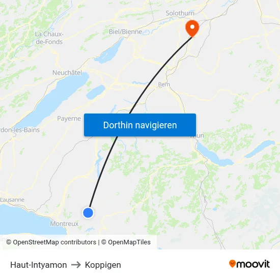 Haut-Intyamon to Koppigen map