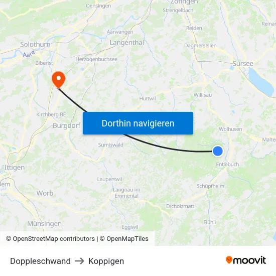 Doppleschwand to Koppigen map