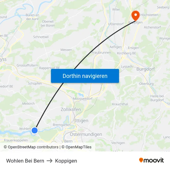 Wohlen Bei Bern to Koppigen map