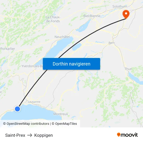 Saint-Prex to Koppigen map