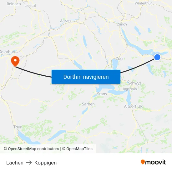 Lachen to Koppigen map