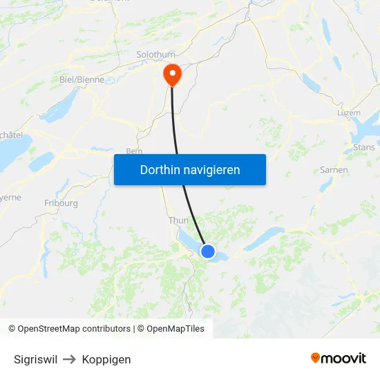 Sigriswil to Koppigen map