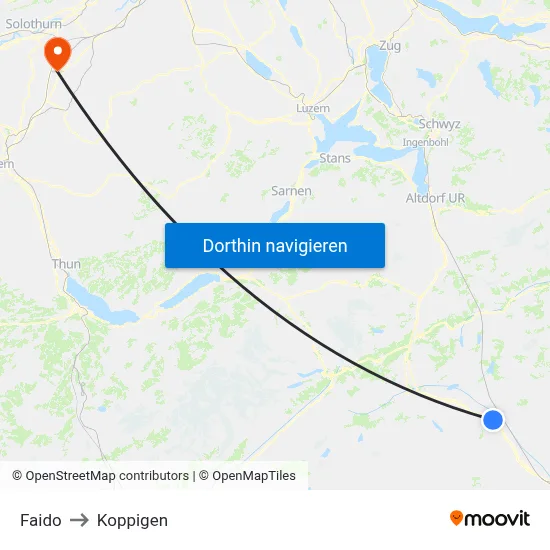 Faido to Koppigen map