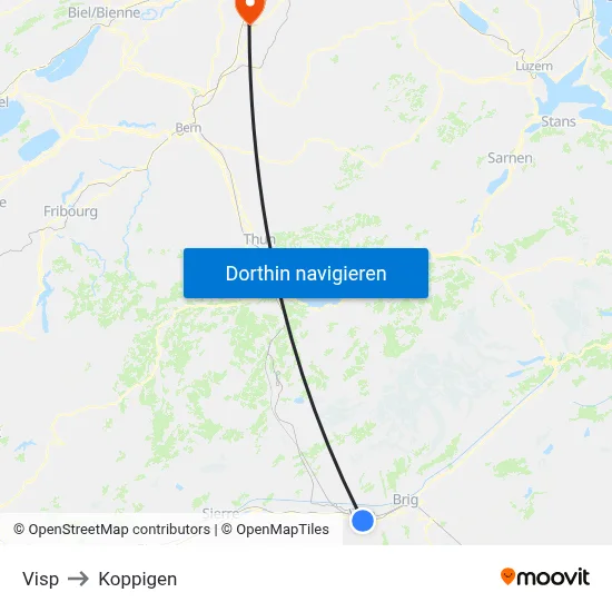 Visp to Koppigen map
