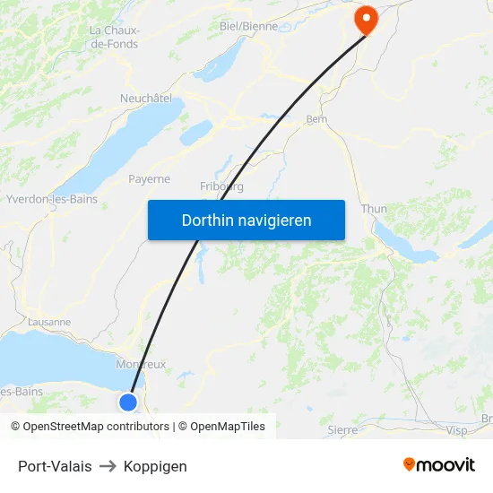 Port-Valais to Koppigen map
