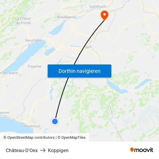 Château-D'Oex to Koppigen map