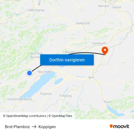 Brot-Plamboz to Koppigen map