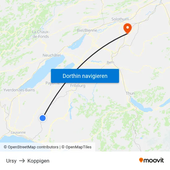 Ursy to Koppigen map