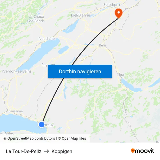 La Tour-De-Peilz to Koppigen map