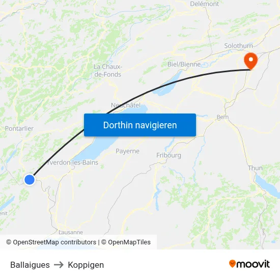 Ballaigues to Koppigen map