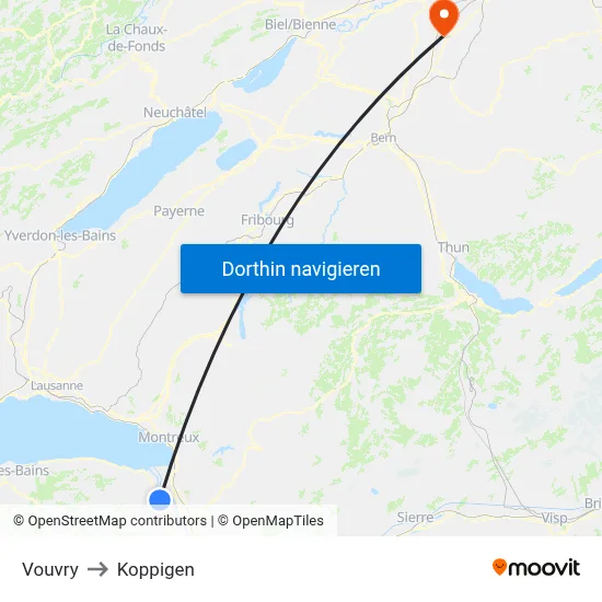 Vouvry to Koppigen map