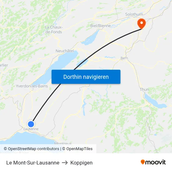 Le Mont-Sur-Lausanne to Koppigen map