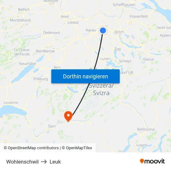 Wohlenschwil to Leuk map