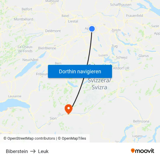 Biberstein to Leuk map