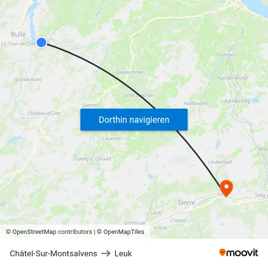 Châtel-Sur-Montsalvens to Leuk map