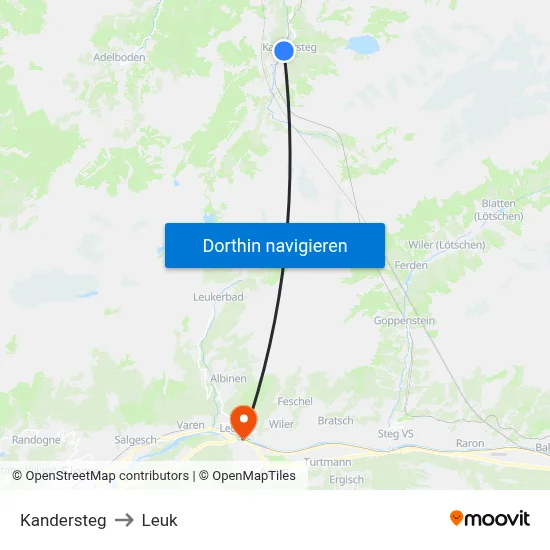 Kandersteg to Leuk map