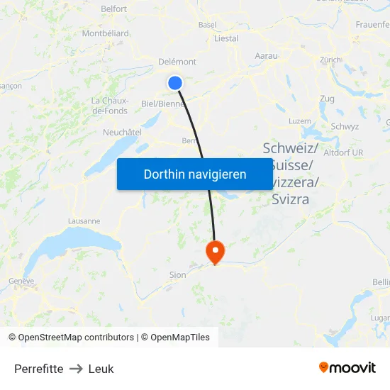 Perrefitte to Leuk map