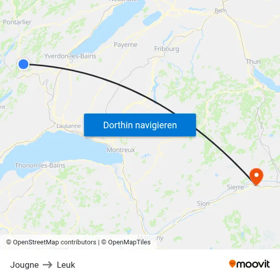 Jougne to Leuk map