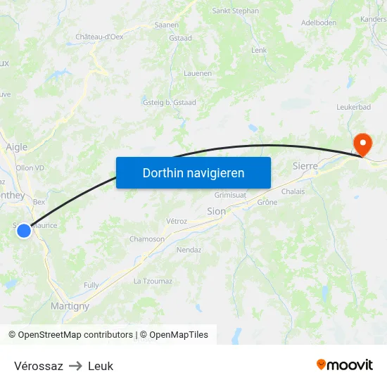 Vérossaz to Leuk map