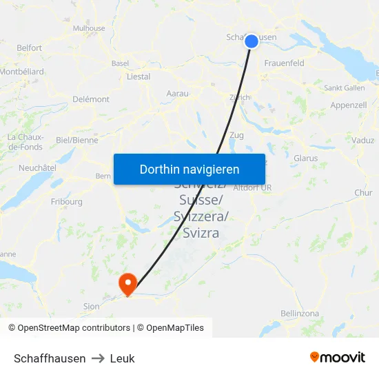 Schaffhausen to Leuk map
