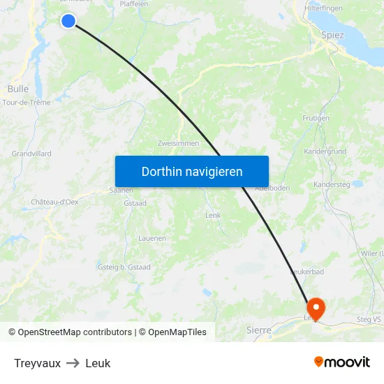 Treyvaux to Leuk map