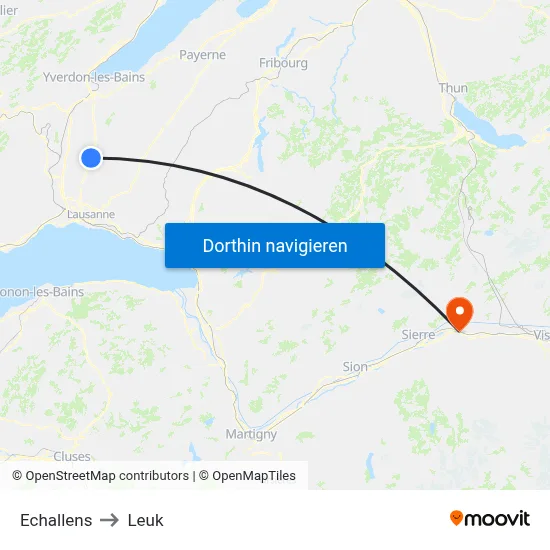 Echallens to Leuk map