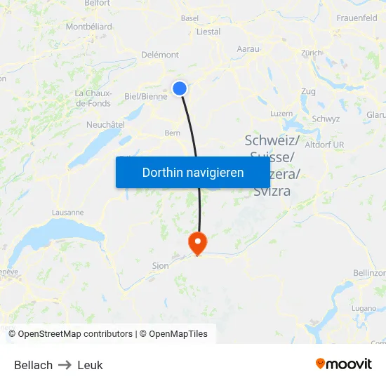 Bellach to Leuk map