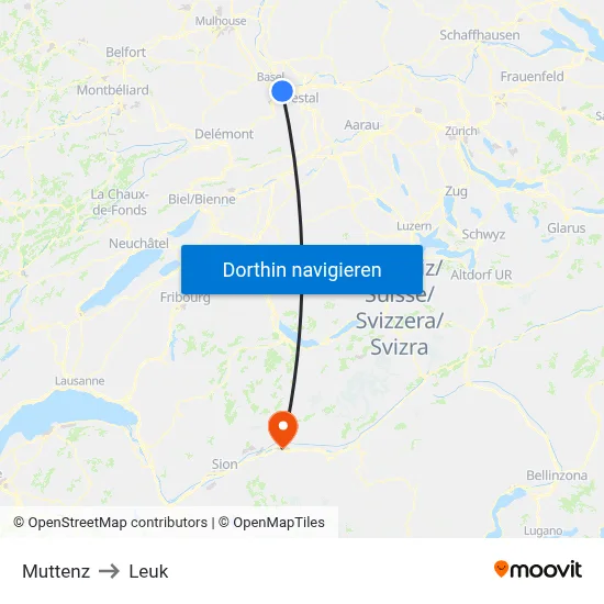 Muttenz to Leuk map
