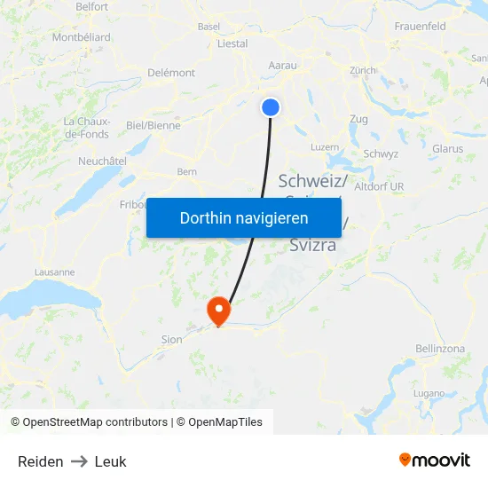 Reiden to Leuk map