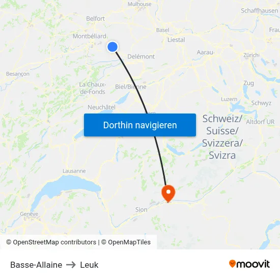 Basse-Allaine to Leuk map