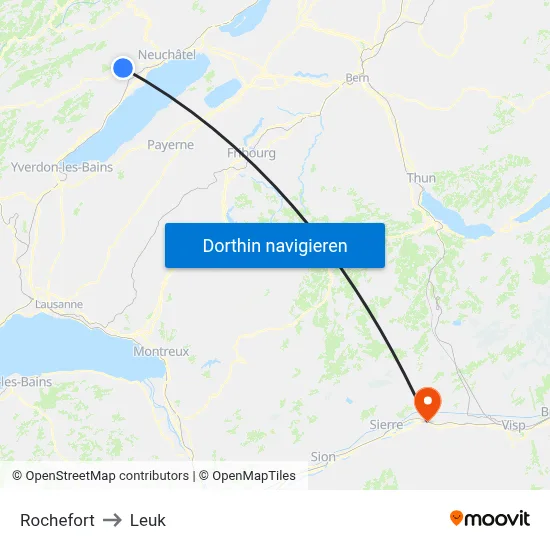 Rochefort to Leuk map