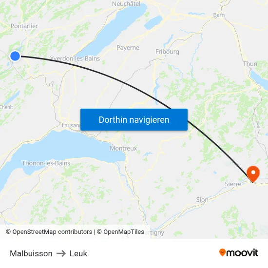 Malbuisson to Leuk map