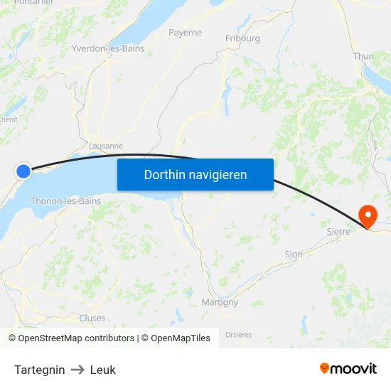 Tartegnin to Leuk map