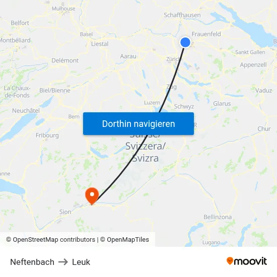 Neftenbach to Leuk map