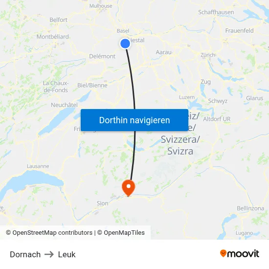Dornach to Leuk map