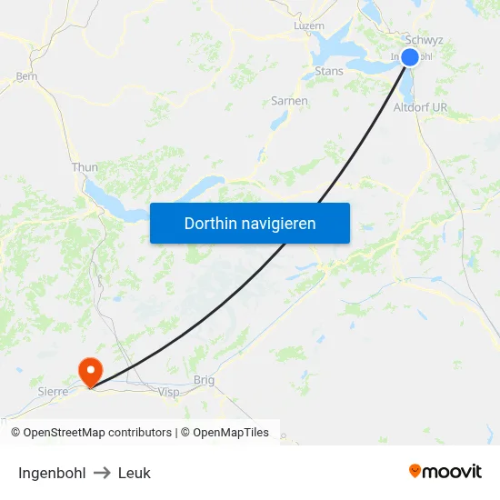 Ingenbohl to Leuk map