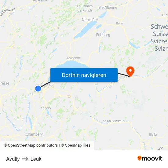 Avully to Leuk map