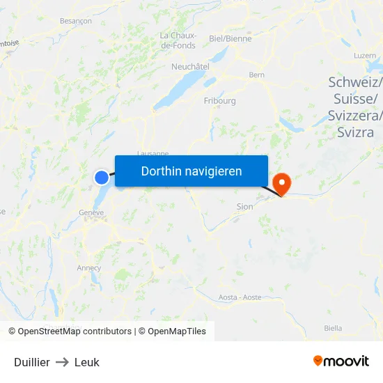 Duillier to Leuk map